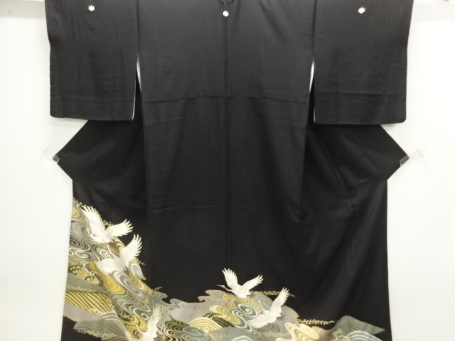 流水に群鶴模様刺繍留袖(比翼付き)